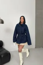 Denim Jacket with Waist Detail 6145-17-(S-L-3) Slubbed Navy Blue