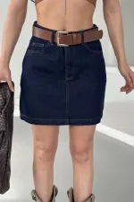 Mini Denim Skirt  1046-17-(36-42-6-2) Slubbed Navy Blue