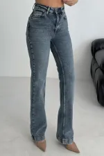 Dikişli Paça Bol Paça Relax Kot Pantolon  7026-28-(27-32)