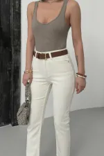 Dikişsiz Paça Mom Fit Kot Pantolon  764-80-(26-33)