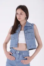 Fermuarlı Mini Kot Yelek  6018-15-(S-XL-6-2)