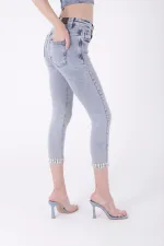 Paçası Taşlı Skinny Kot Pantolon 7037-08-(26-31) Paçası Taşlı Skinny Kot Pantolon 7037-08-(26-31)