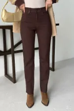 Stripe Detailed Mom Jeans 7111-78-(28-33) Brown