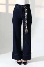 Paça Detaylı Palazzo Kot Pantolon  7164-17-(27-28)