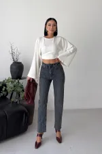 Taşlı Mom Fit Kot Pantolon 7218-28-(27-32) Taşlı Mom Fit Kot Pantolon 7218-28-(27-32)