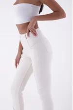 Parçalı Önü Yırtmaçlı Dikişsiz Paça Pantolon  1743-80-(26-31)