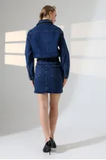 Robe mini en jean boutonnée 3027-01-(SL-3)