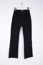 High Waist Mom Fit Jean with Flared Leg and Fringe Ending 1706-07-(26-29-4) Black