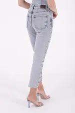 Yanları Droplı Kot Pantolon 7039-08-(26-31)