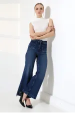 Front Pocket Detailed Jean  7079-01-(30-36) Dark Blue Denim