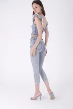 Paçası Taşlı Skinny Kot Pantolon 7037-08-(26-31) Paçası Taşlı Skinny Kot Pantolon 7037-08-(26-31)