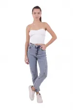 Parçalı Mom Pantolon 778-08-(26-30) Parçalı Mom Pantolon 778-08-(26-30)
