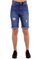 Denim Short with Double Folded Bottom Ending 296-42-(S-XL-6) Ice Blue - Tinted Denim Short with Double Folded Bottom Ending 296-42-(S-XL-6) Ice Blue - Tinted