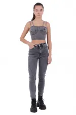 Parçalı Mom Pantolon 778-40-(28-33) Parçalı Mom Pantolon 778-40-(28-33)