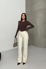 Stitched Hems Wide Leg Relaxed Jean 7026-80-(27-32) Natural