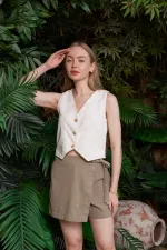 Linen Vest with Buttons HS603-51-(S-XL) Cream White Linen Vest with Buttons HS603-51-(S-XL) Cream White