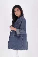 Buttoned Classic Blazer Jacket 6066-28-(S+L+4) Buttoned Classic Blazer Jacket 6066-28-(S+L+4)