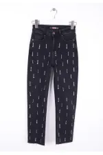 Tek Taraflı Droplı Mom Fit Kot Pantolon 7038-23-(26-31) Tek Taraflı Droplı Mom Fit Kot Pantolon 7038-23-(26-31)