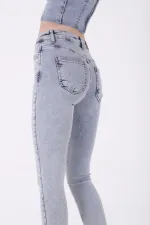 Paçası Taşlı Skinny Kot Pantolon 7037-08-(28-33) Paçası Taşlı Skinny Kot Pantolon 7037-08-(28-33)