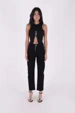 Dikişsiz Paça Mom Fit Kot Pantolon  764-07-(26-5)