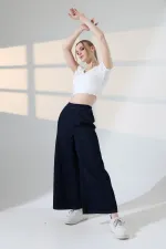 Elasticated Waist Wide Leg Jean  7120-17-(36-42-6) Slubbed Navy Blue