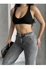 Baggy Jeans with Dart Detail on Legs 7088-40-(28-33) Light Grey - Snow