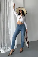 Seamless Mom Jeans 7064-15-(26-31) Light Blue Denim