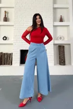 Arkası Lastikli Bol Paça Pantolon 7120-15-(36-42-6)