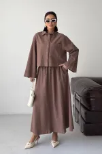 Elasticated Long Skirt HS121-72-(S-L-3) Soil