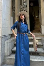 Düğmeli Uzun Elbise 3039-26-(S-XL) Düğmeli Uzun Elbise 3039-26-(S-XL)