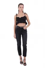 Taşlı Mom Fit Kot Pantolon  1725-03-(26-31)