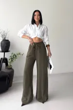 Paça Detaylı Lastikli Keten Pantolon  HS700-67-(S-XL)