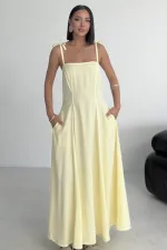 Bağcık Detaylı Volanlı Elbise 3052-93-(S-XL) Bağcık Detaylı Volanlı Elbise 3052-93-(S-XL)