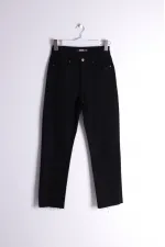 Fringe Ending High Waisted Mom Fit Jean 764-07-(26-29-4) Black