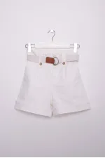 Elasticated Waist Denim Short with Belt 236-80-(S-L-5) Natural Elasticated Waist Denim Short with Belt 236-80-(S-L-5) Natural