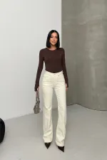 Stitched Hems Wide Leg Relaxed Jean 7026-80-(27-32) Natural