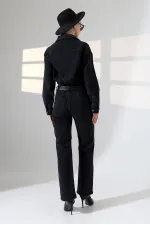 Buttoned Classic Long Denim Dress 3034-23-(S+L+3) Regular Anthracite Buttoned Classic Long Denim Dress 3034-23-(S+L+3) Regular Anthracite