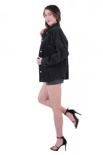 Taşlı Oversize Kot Gömlek  6006-23-(STD-4)