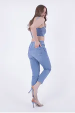 Dikişsiz Paça Mom Fit Kot Pantolon  764-15-(27-32)