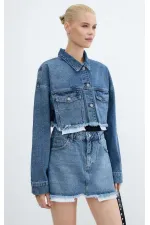 Denim Jacket with Lining Detail 6016-06-(XS-L-6) Denim Jacket with Lining Detail 6016-06-(XS-L-6)