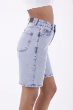 Mid Length Denim Short 2001-08-(S-XL-6) Snow Light Blue