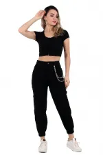 Parçalı Yanı Zincirli Pantolon 1704-07-(S-XL-6) Parçalı Yanı Zincirli Pantolon 1704-07-(S-XL-6)