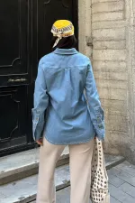 Kol Manşet Detaylı Kot Gömlek 6150-27-(S-XL) Kol Manşet Detaylı Kot Gömlek 6150-27-(S-XL)