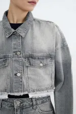 Denim Jacket with Lining Detail 6016-29-(XS-L-6) Denim Jacket with Lining Detail 6016-29-(XS-L-6)