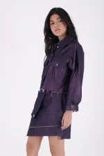 Short Oversize Denim Jacket 651-55-(S-L-3) Purple Coated Glitter Short Oversize Denim Jacket 651-55-(S-L-3) Purple Coated Glitter