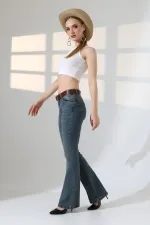 Push Up Flare Jeans 7108-62-(27-32) Middle Blue - Tinted Push Up Flare Jeans 7108-62-(27-32) Middle Blue - Tinted