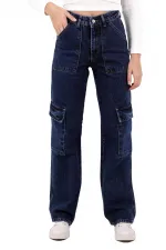 Cargo Pocket Wide Leg Jean  1828-26-(26-32) Regular Dark Blue