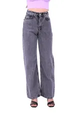 Wide Leg High Waisted Relaxed Jean  718-40-(28-33) Light Grey - Snow