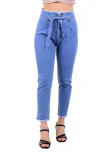 Beli Yüksek Bel Havuç Kemerli Kot Pantolon 736-15-(27-32) Beli Yüksek Bel Havuç Kemerli Kot Pantolon 736-15-(27-32)