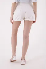Double Folded Bottom Denim Short 292-50-(S-XL-6) White Double Folded Bottom Denim Short 292-50-(S-XL-6) White